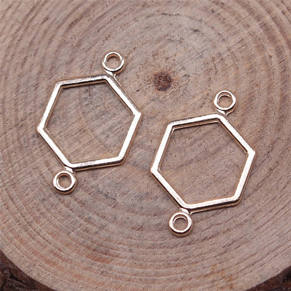 19x13mm 0.4g Multicolor Zinc Alloy Hexagon Honeycomb Connector Charm for Bracelet Necklace DIY