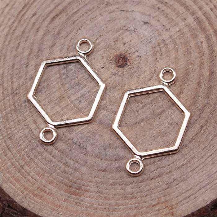 19x13mm 0.4g Multicolor Zinc Alloy Hexagon Honeycomb Connector Charm for Bracelet Necklace DIY