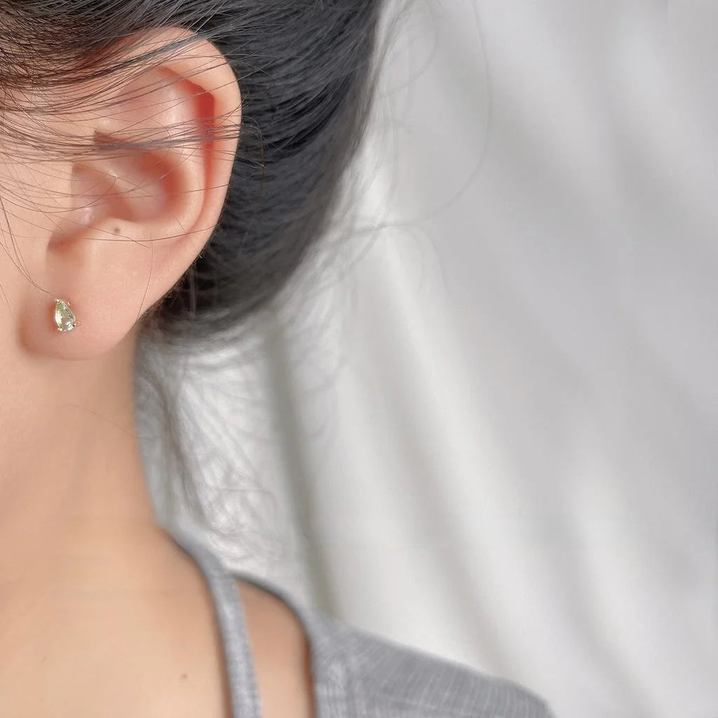 Mini Dainty Silver Plated Copper Micro Pave Zircon Irregular Geometric Stud Earrings 5 Piece
