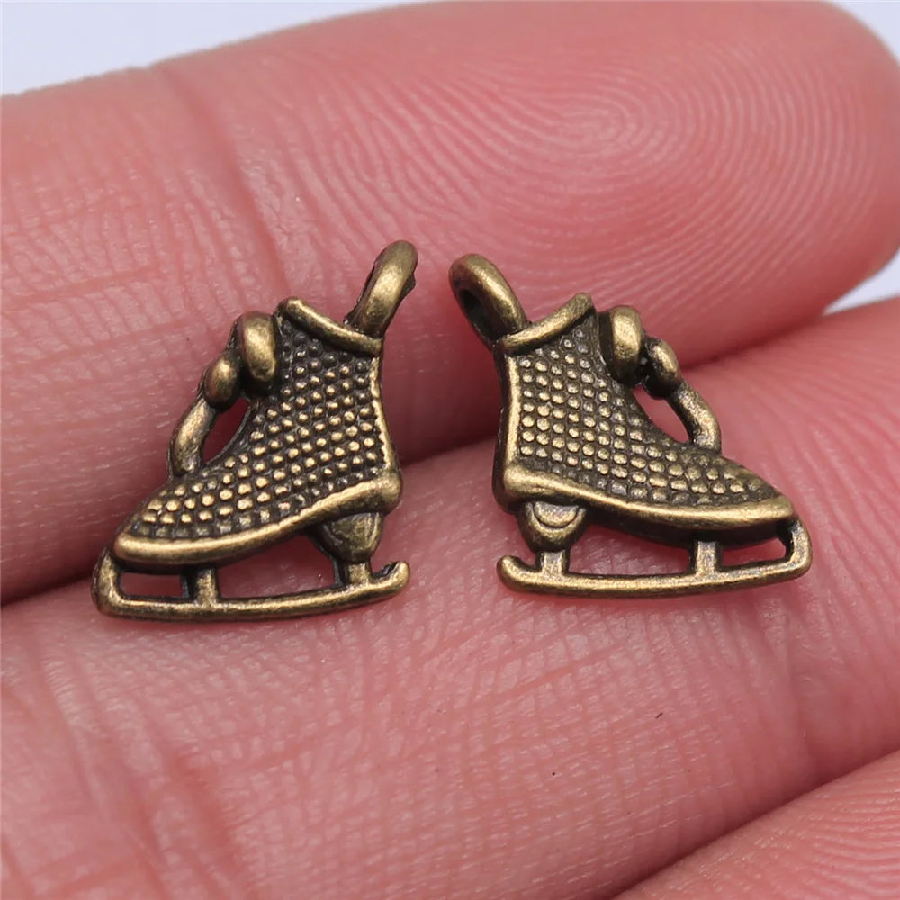 12x10mm 0.7g Multicolor Zinc Alloy Ice Skate Charm Pendant for DIY Sports Jewelry Making