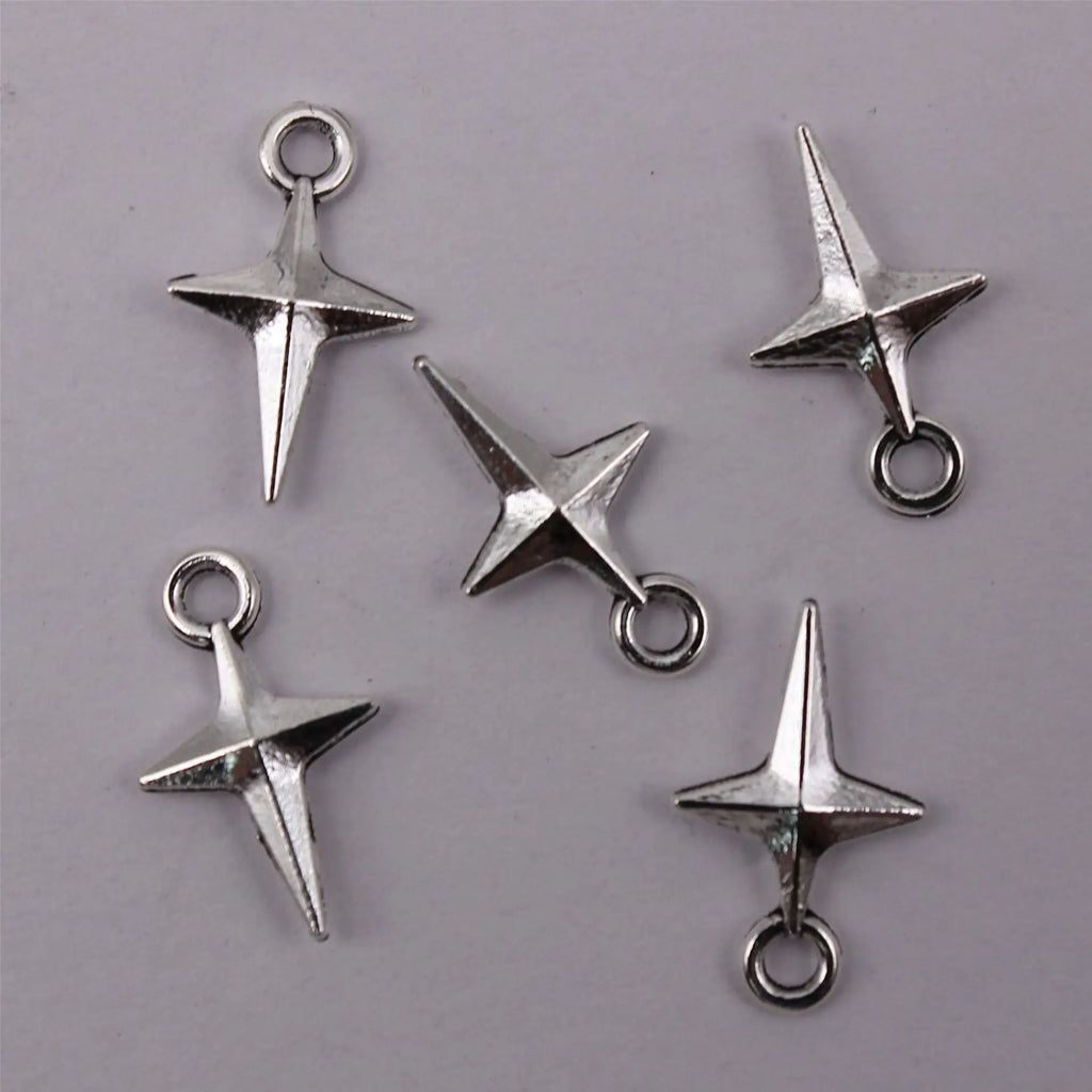 9x15mm 0.3g Multicolor Zinc Alloy Hollow Four-Point Star Charm Pendant for DIY Jewelry Making