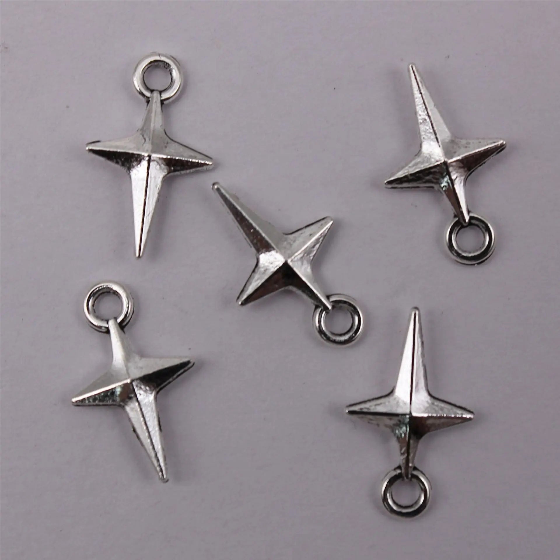 9x15mm 0.3g Multicolor Zinc Alloy Hollow Four-Point Star Charm Pendant for DIY Jewelry Making