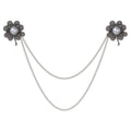 Elegant Pearl Flower Brooch With Rhinestone Chain Tassels, Vintage Alloy Lapel Pin Suit Accessory Gift