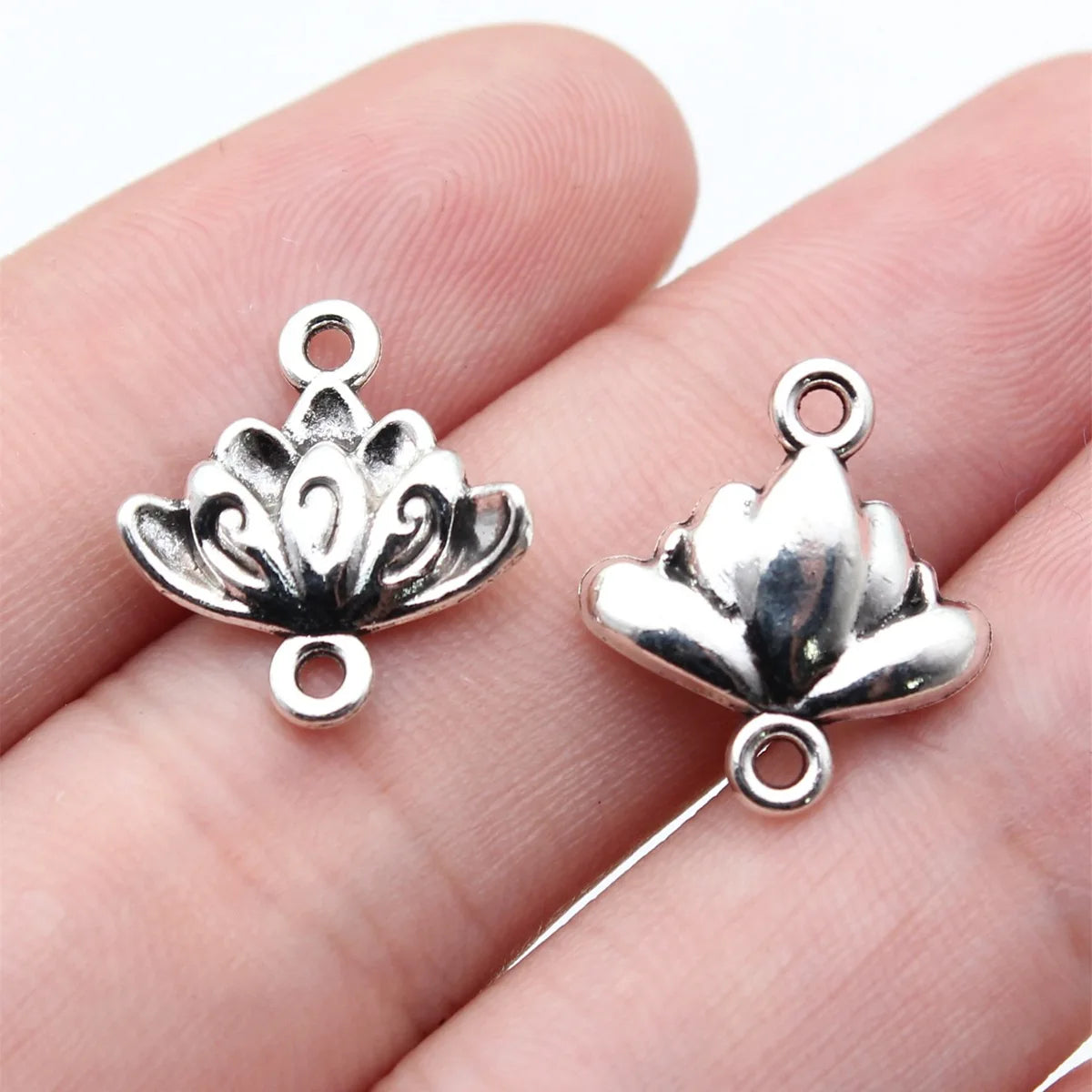 16x15mm 1.39g Antique Silver Zinc Alloy Lotus Connector Charm for DIY Necklace Bracelet Making