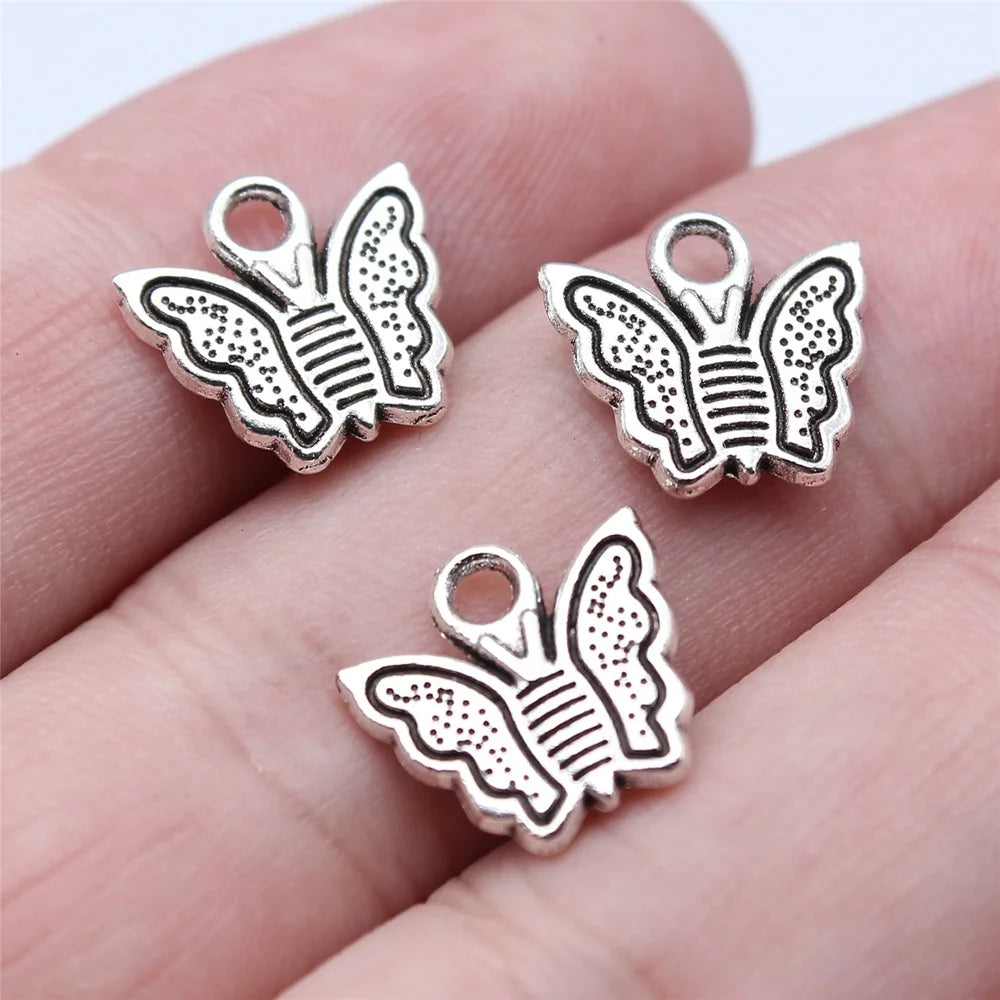 12x13mm 0.8g Antique Silver Zinc Alloy Butterfly Charm Pendant for DIY Necklace Bracelet Jewelry Making