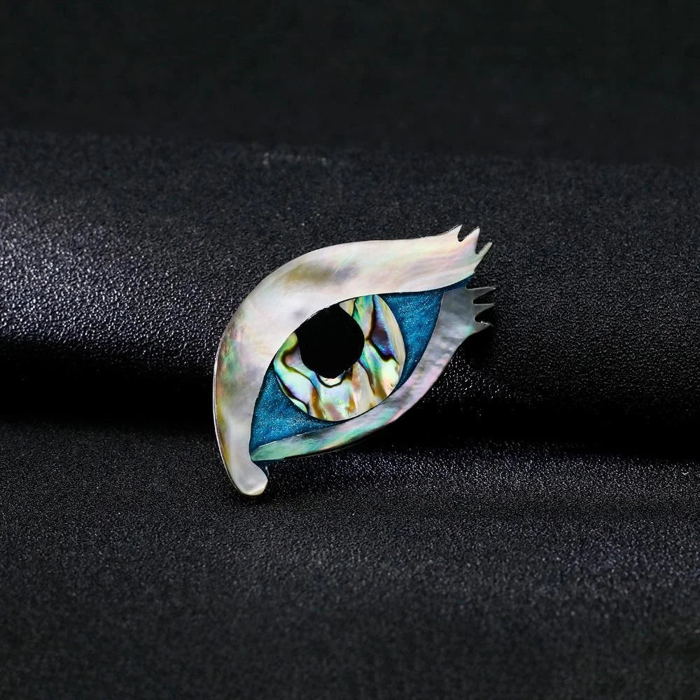Elegant Eye Brooch With Natural Abalone Mother Of Pearl Shell, Alloy Lapel Pin Corsage Suit Accessory Gift