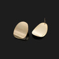 French Vintage Brushed Gold Alloy Irregular Geometric Swirl Stud & Clip On No Piercing Earrings