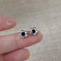 Micro Pave Zircon Mini Flower Stud Earrings Silver Plated Copper Simple Chic Jewelry