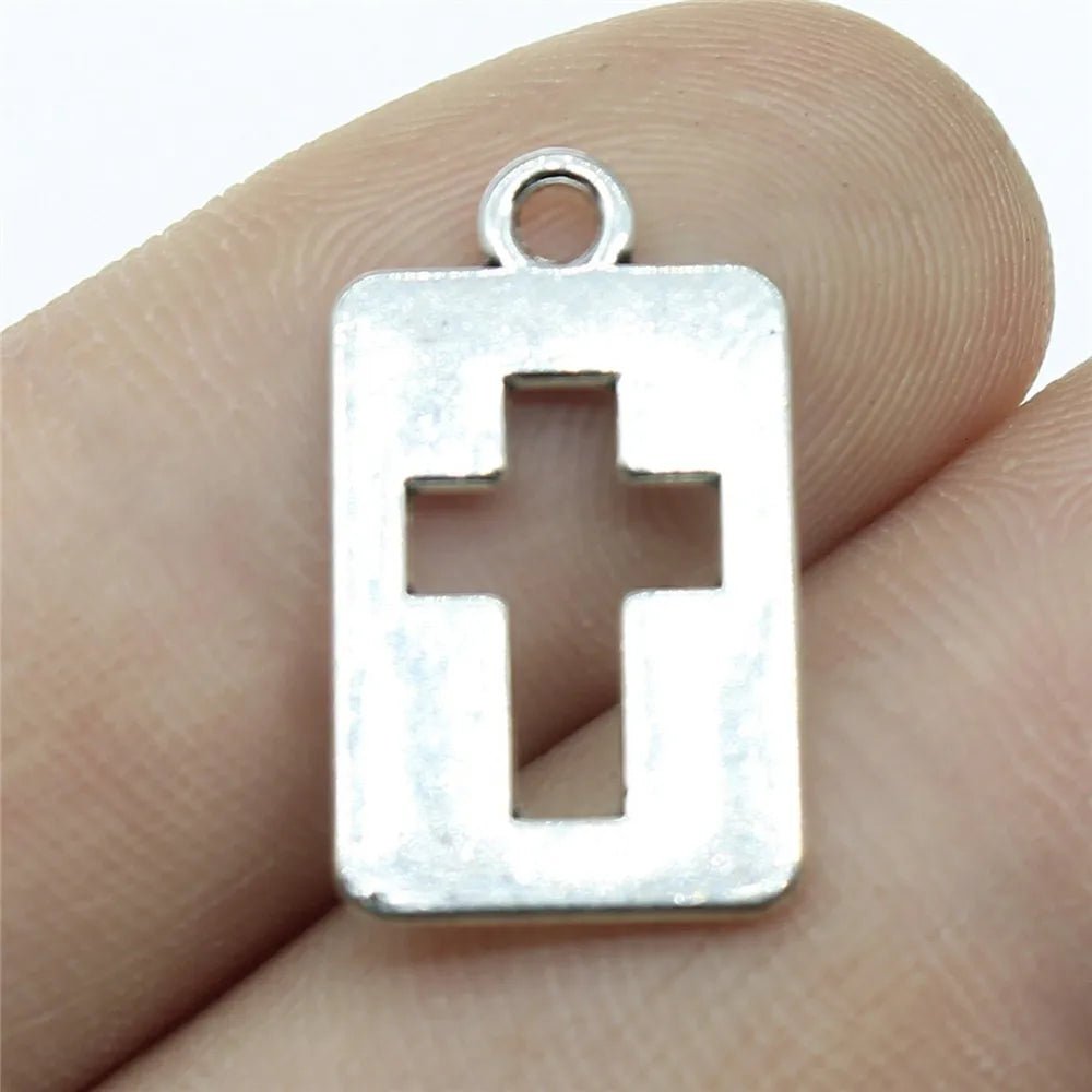 20x12mm 1.2g Antique Silver Zinc Alloy Cross Charm Pendant for DIY Bracelet Necklace Jewelry Making