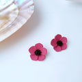 Vintage Small Flower Alloy Stud Earrings With Silver Plated Pins And Enamel Paint For Women