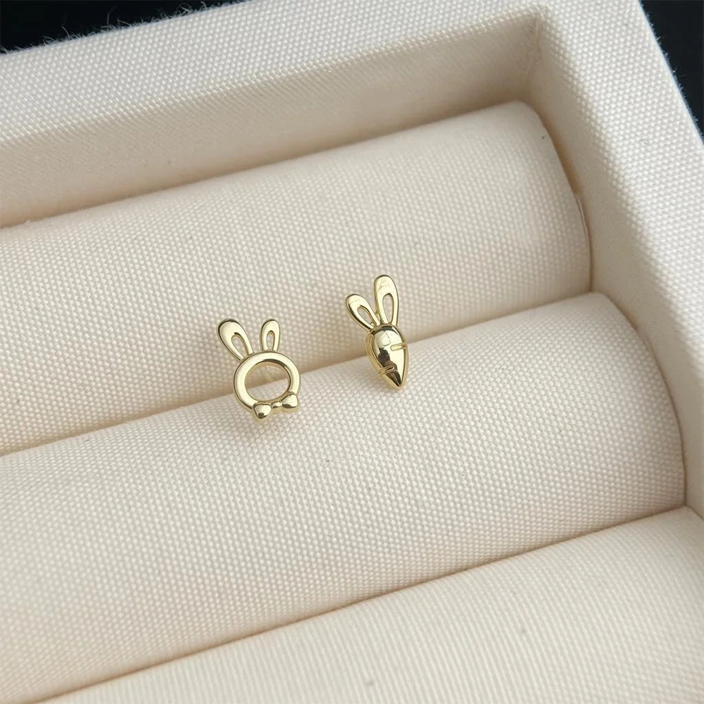 14K Plated Copper Micro Pave Zircon Tiny Stud Earrings Minimalist Geometric Daily Jewelry