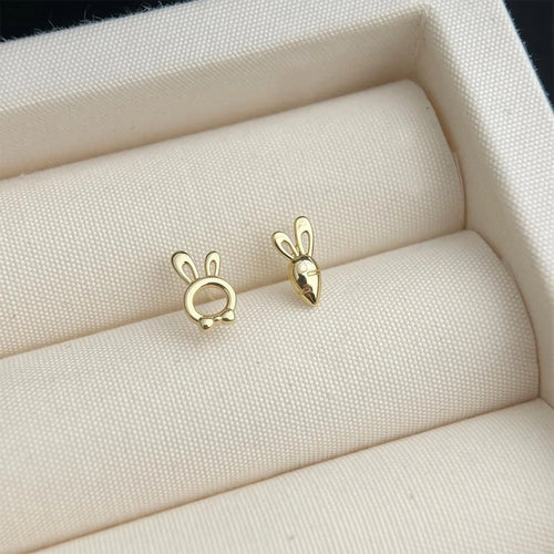 14K Plated Copper Micro Pave Zircon Tiny Stud Earrings Minimalist Geometric Daily Jewelry