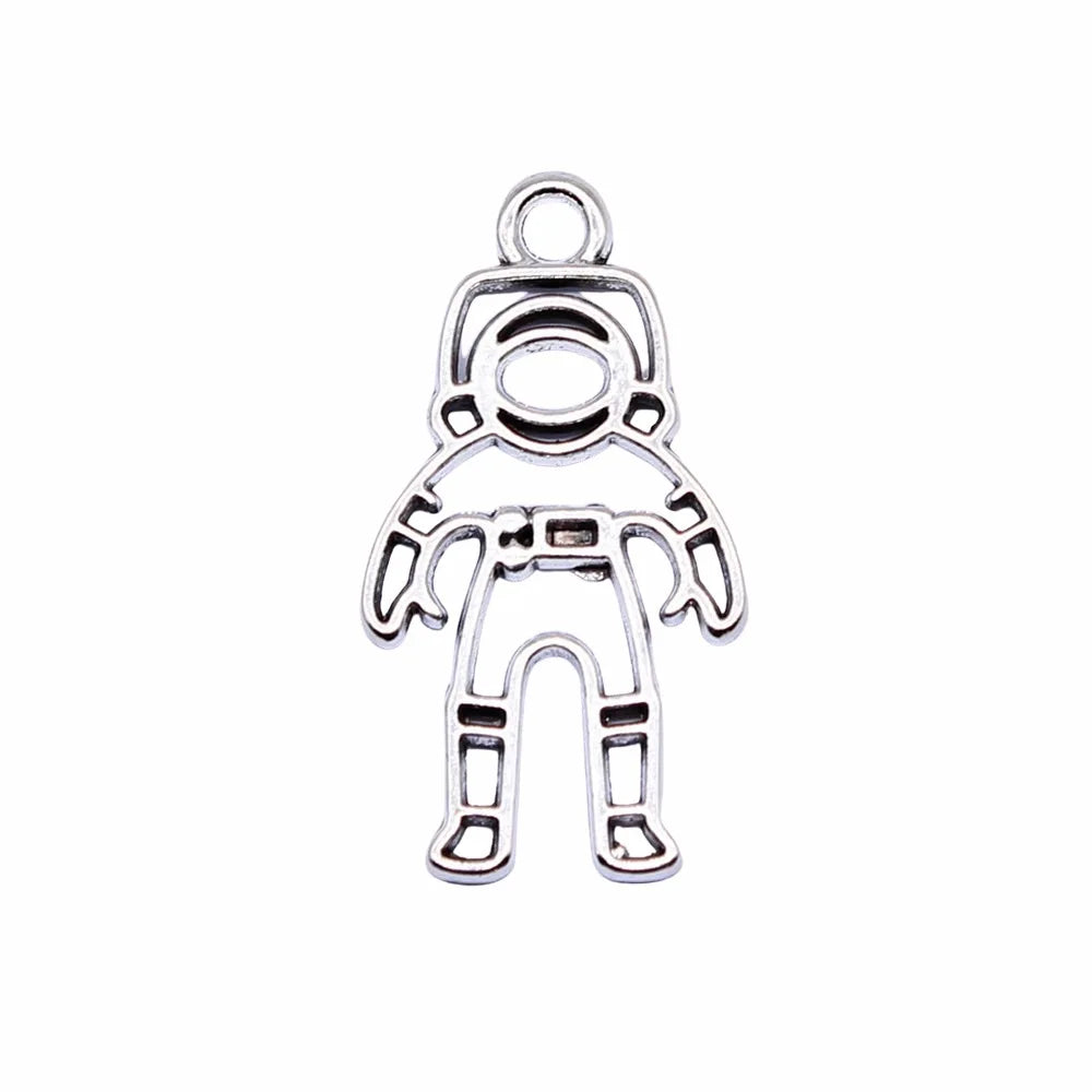 26x14mm 1.2g Antique Silver Zinc Alloy Astronaut Frame Charm Pendant for DIY Jewelry Making
