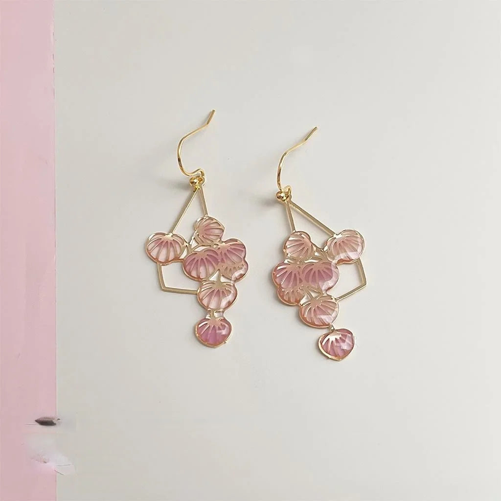 Sweet Grape Enamel Drop Earrings Eco-Friendly Copper Handmade Light Luxury Jewelry