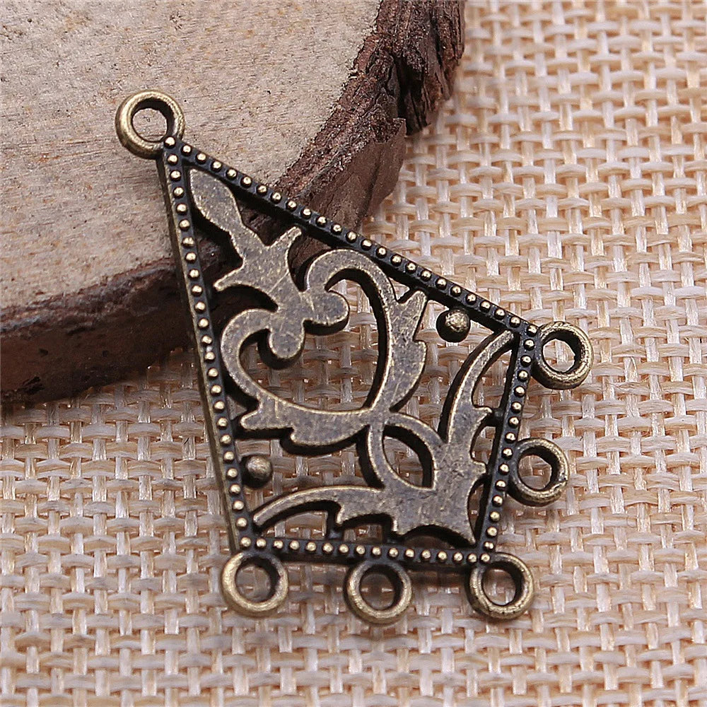 37x27mm 2.3g Multicolor Zinc Alloy Openwork Earring Connector Charms for DIY Earring Jewelry Making