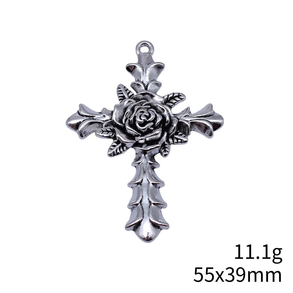 55x39mm 11.1g Antique Silver Zinc Alloy Flower Cross Charm Pendant for DIY Necklace Jewelry Making