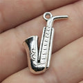 26x21mm 2.7g Antique Silver Zinc Alloy Saxophone Charm Pendant for DIY Music Jewelry Making
