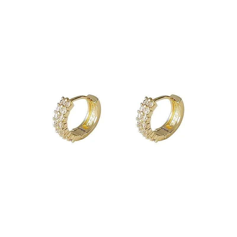 14K Gold Plated Copper Micro Pave Zircon Geometric Drop Earrings Minimalist Trendy Jewelry