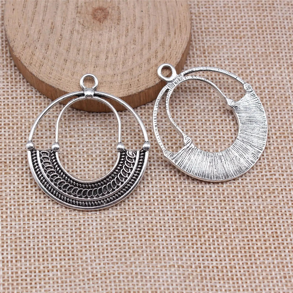 45x40mm 7.5g Antique Silver Zinc Alloy Woven Round Ring Earring Charms for DIY Earrings Jewelry Making