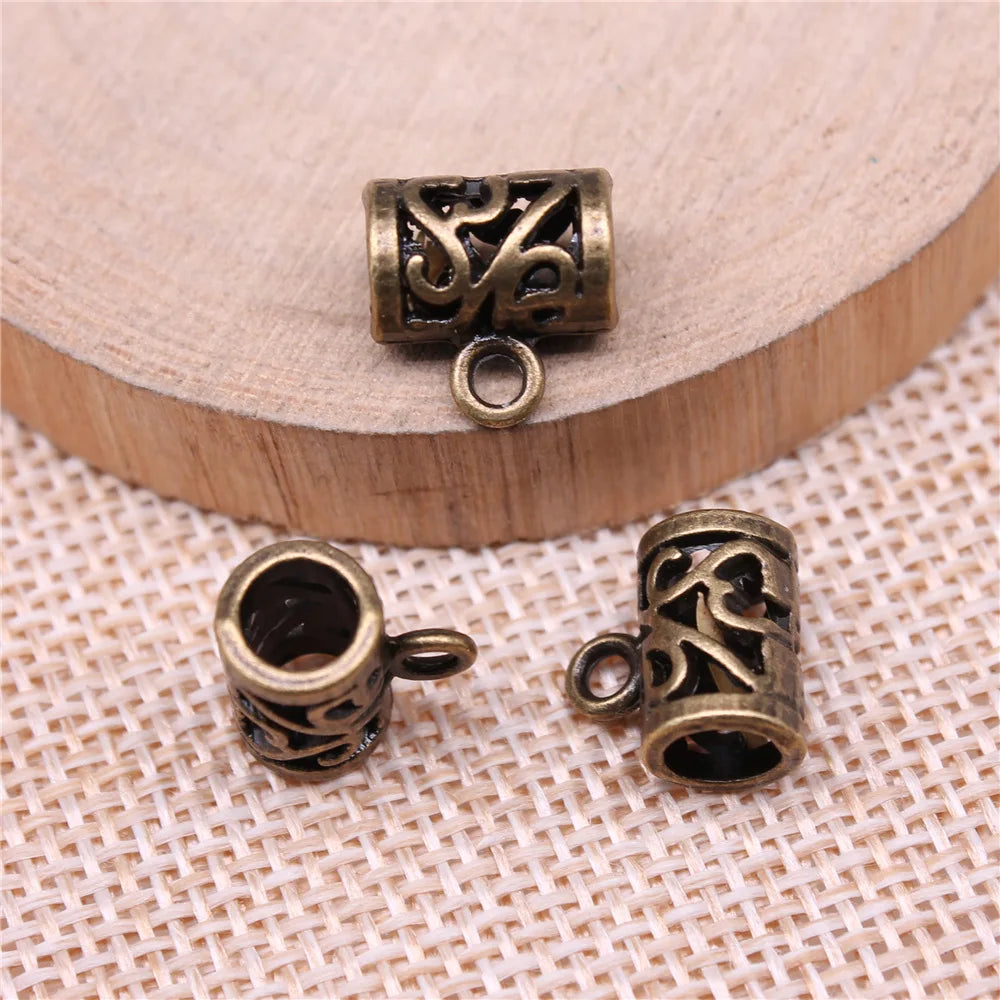 12x12mm 1.3g Antique Gold Zinc Alloy Decorative Pendant Bail Connector for DIY Necklace Making