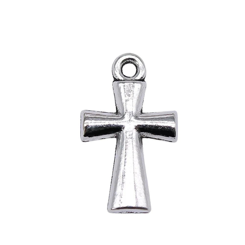 19x11mm 1.4g Antique Silver Zinc Alloy Cross Charm Pendant for DIY Necklace Bracelet Jewelry Making