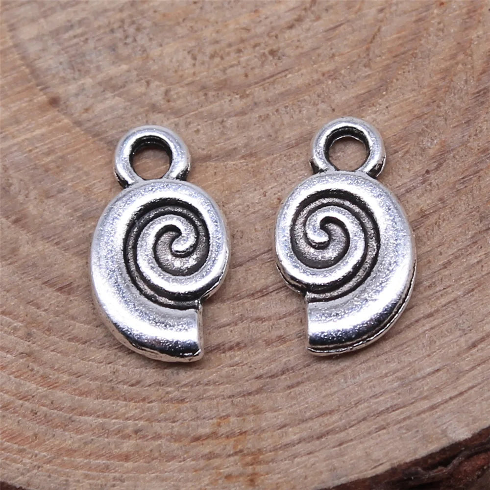 7x12mm 0.5g Antique Silver Zinc Alloy Conch Shell Charm Pendant for Ocean Theme Jewelry Making