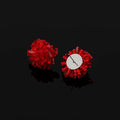 Sweet Red Crystal Beaded Flower Stud & Clip On No Piercing Handmade Statement Womens Earrings