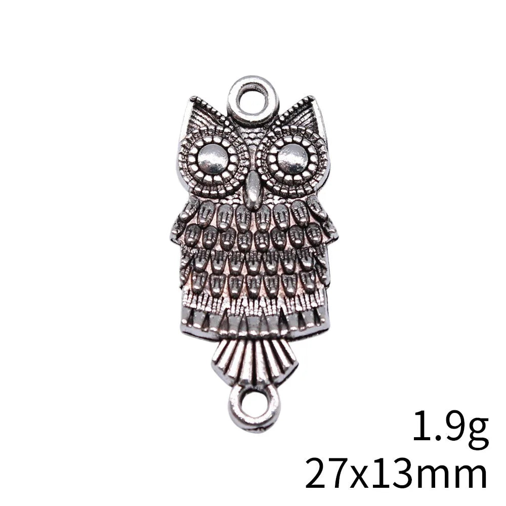 27x13mm 1.9g Antique Silver Zinc Alloy Owl Cat Charm Pendant for DIY Necklace Bracelet Jewelry Making