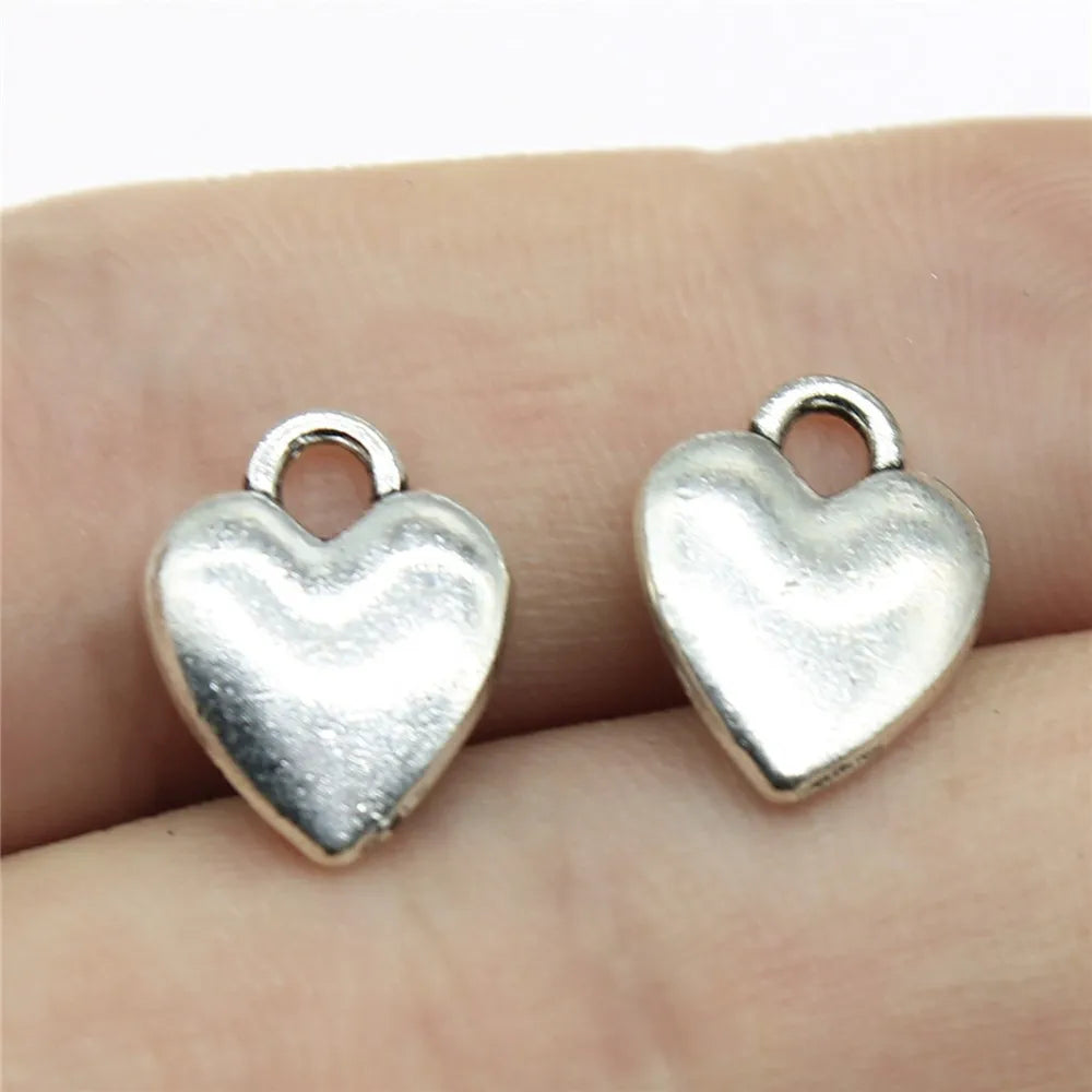 14x10mm 1.3g Multicolor Zinc Alloy Small Heart Charm Pendant for DIY Bracelet Necklace Making