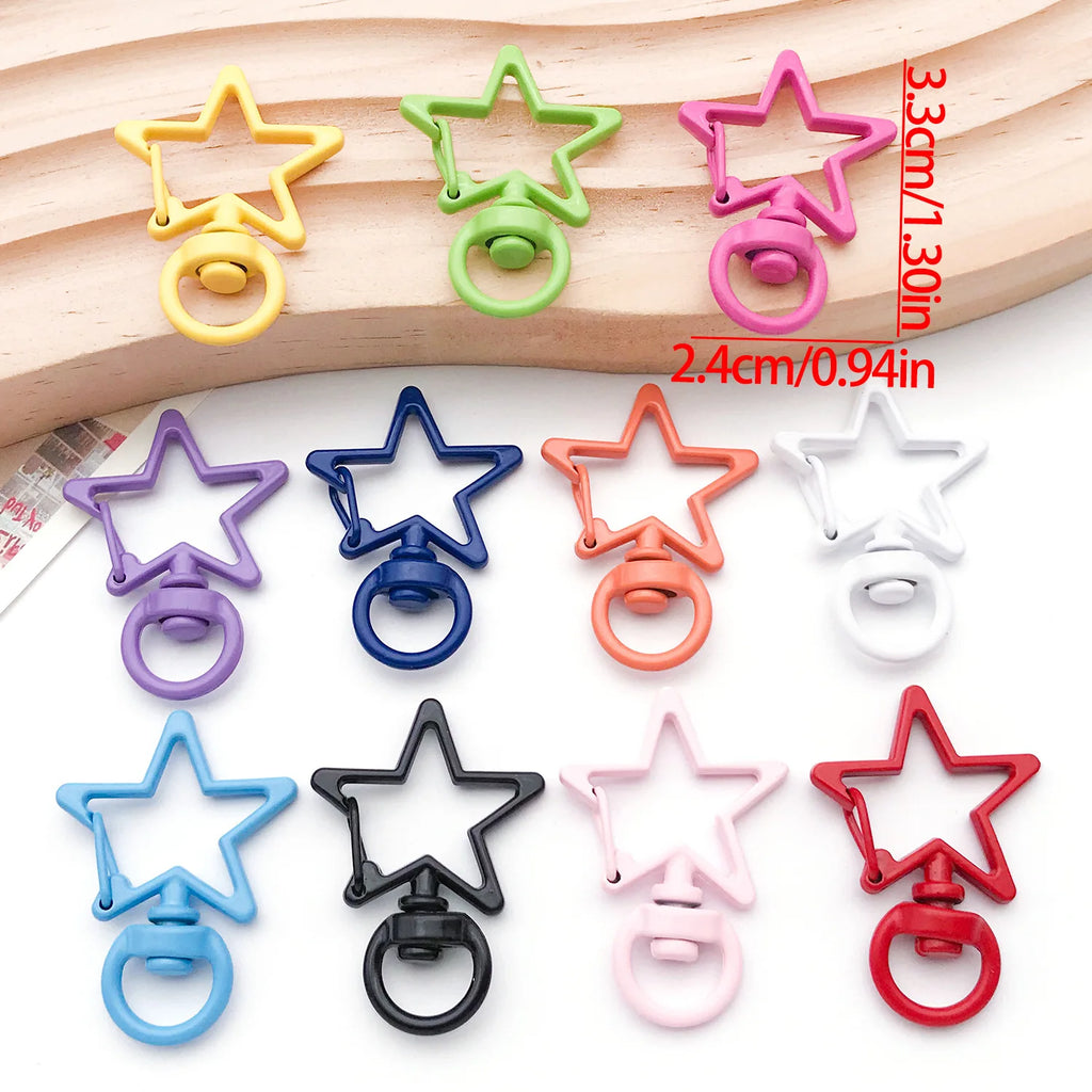 Zinc Alloy Candy Color Five Point Star Push Clasp Connector for DIY Keychain Jewelry Findings