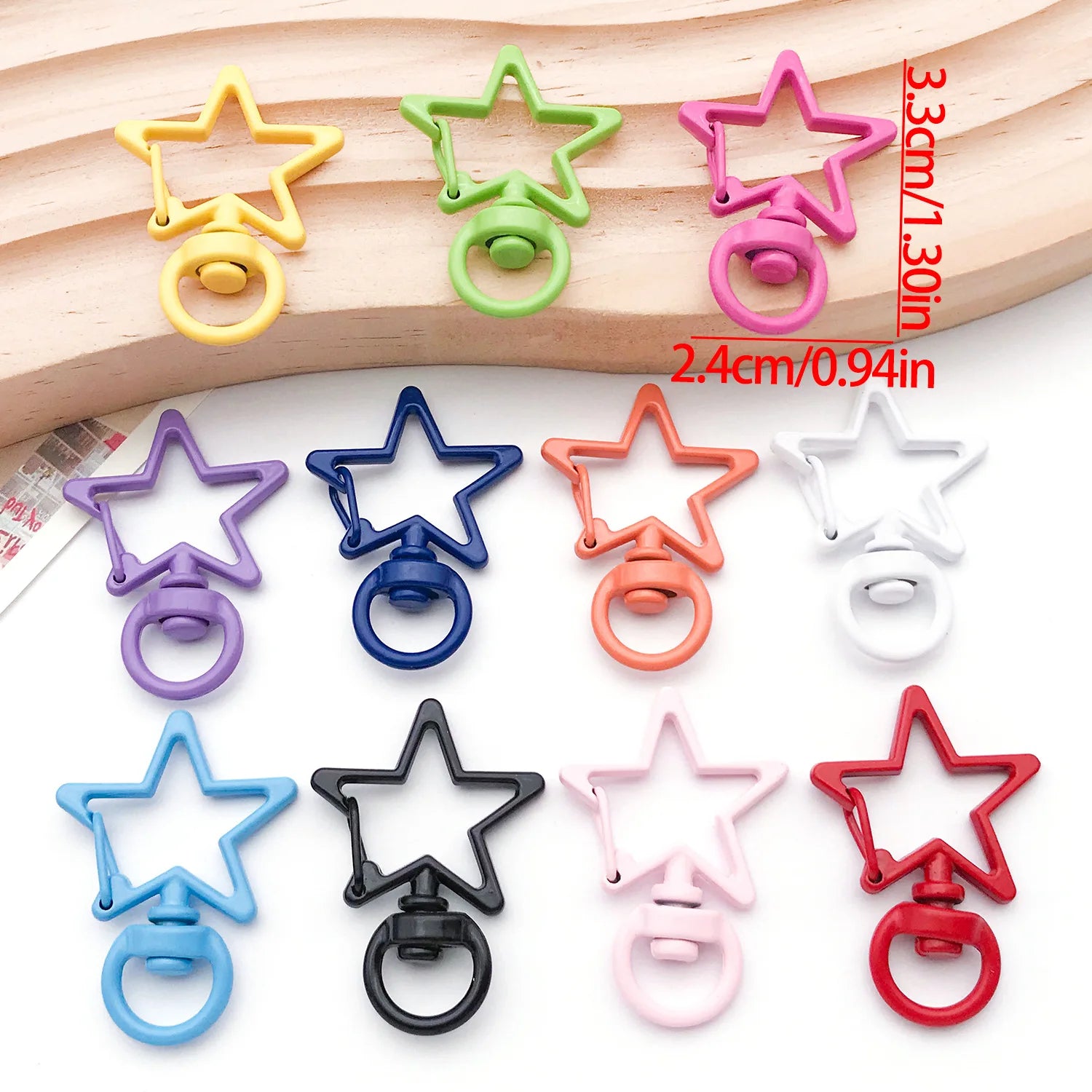 Zinc Alloy Candy Color Five Point Star Push Clasp Connector for DIY Keychain Jewelry Findings