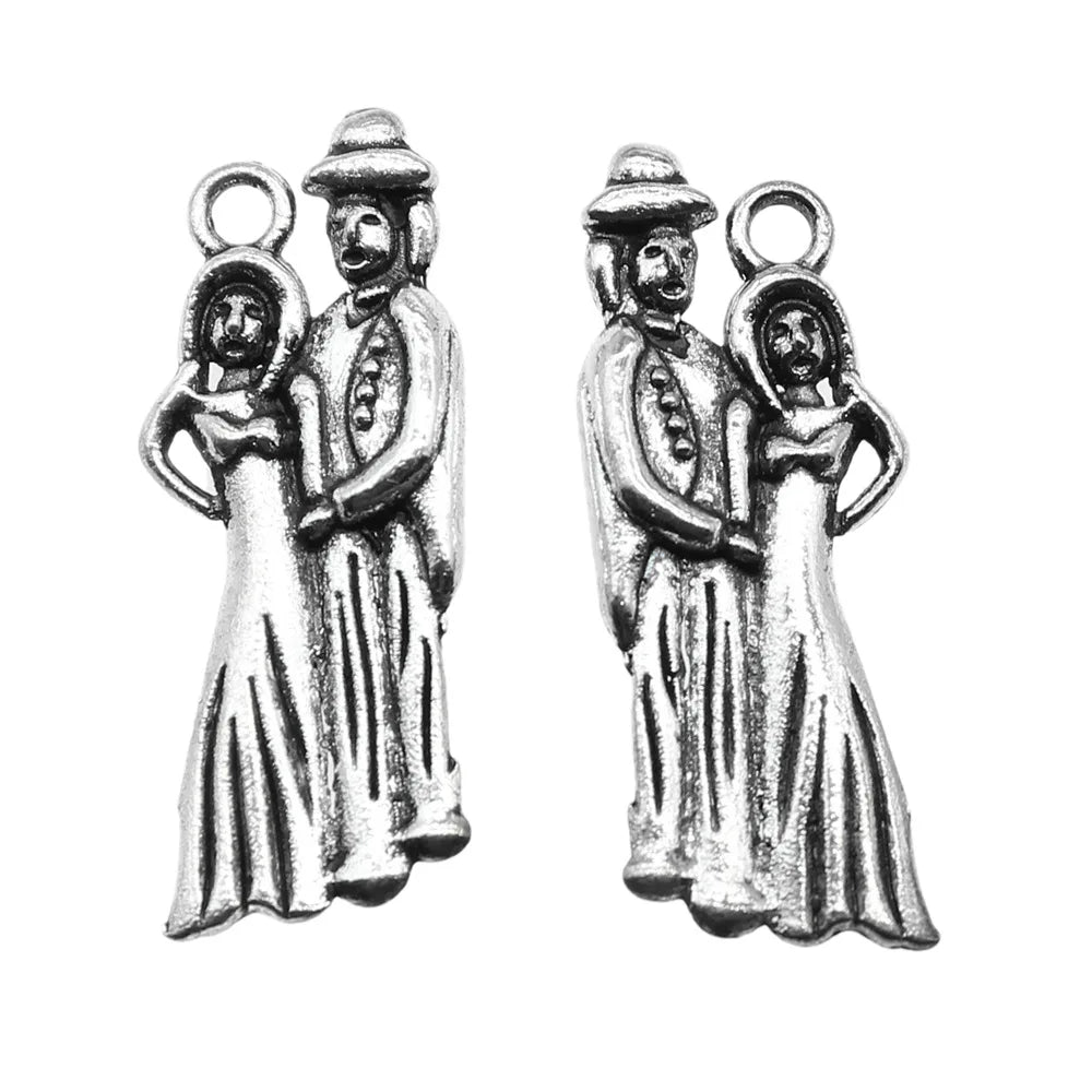 26x10mm 1.2g Antique Silver Zinc Alloy Angel Couple Charm Pendant for DIY Jewelry Making