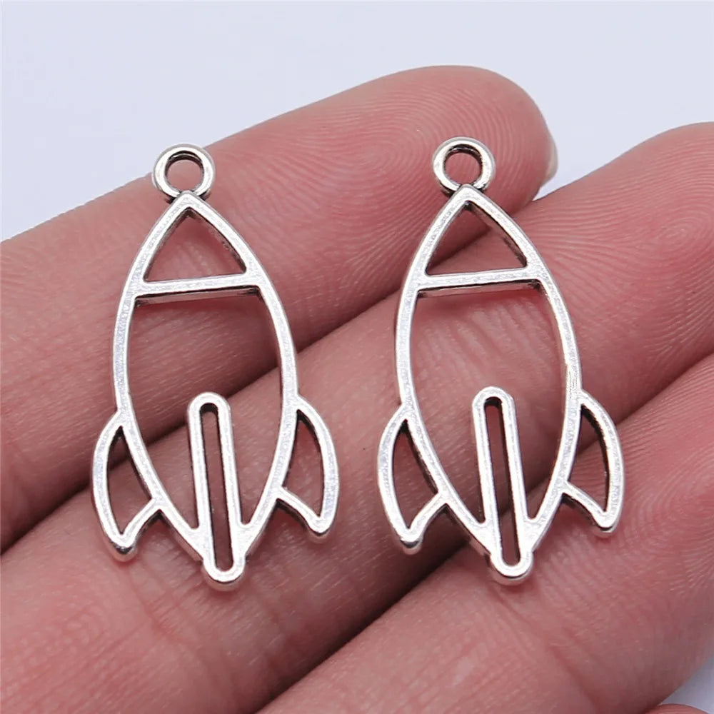 30x16mm 1.5g Antique Silver Zinc Alloy Rocket Frame Charm Pendant for DIY Necklace Bracelet Making