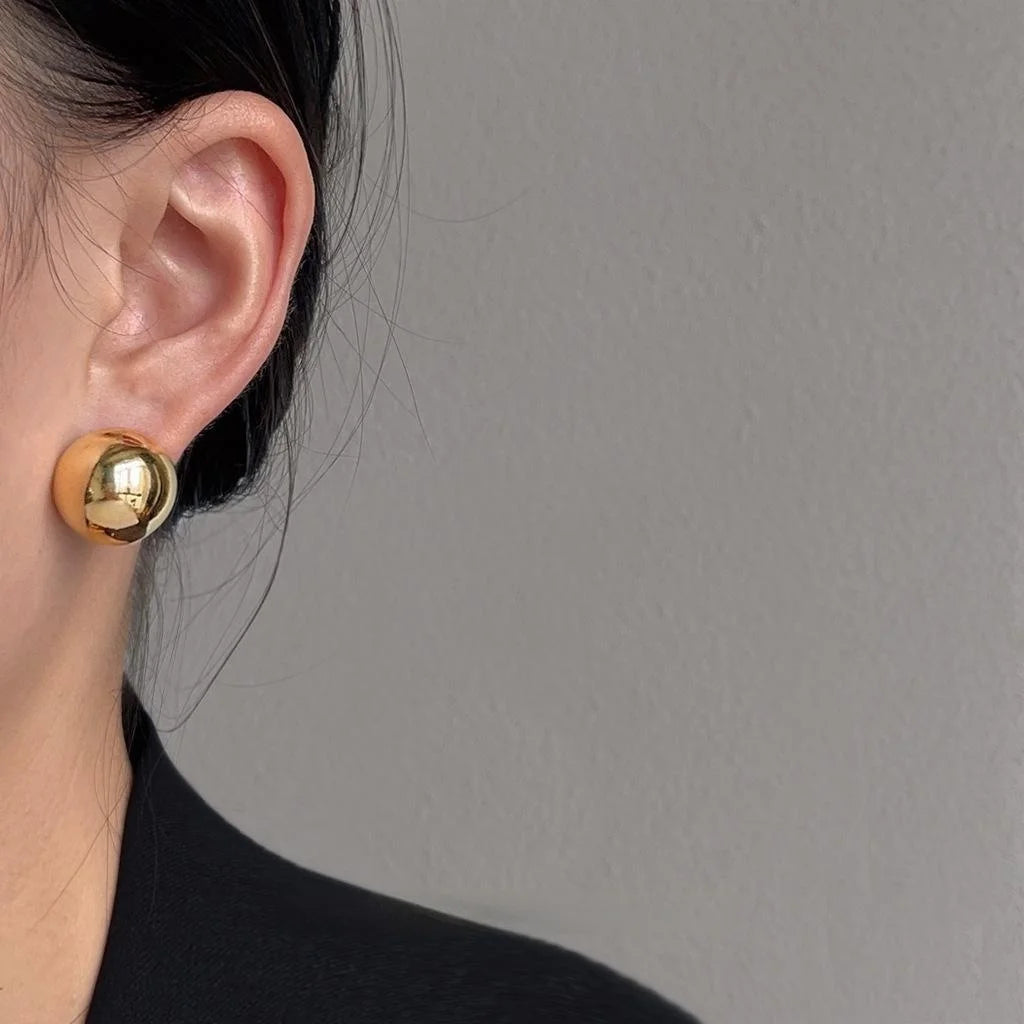 18K Gold Plated Copper Round Oval Geometric Drop Earrings For Women Light Luxury