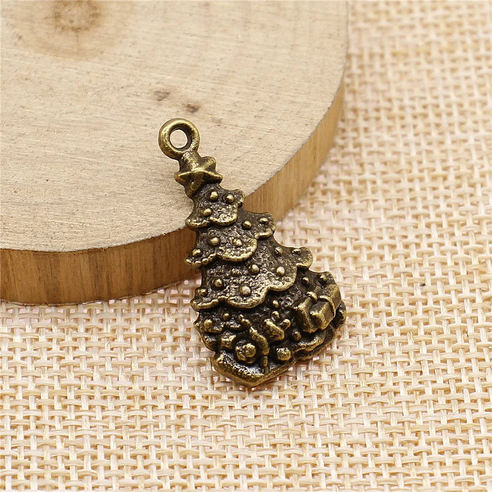 30x16mm 2.5g Multicolor Zinc Alloy Christmas Tree Charm Pendant for DIY Necklace Bracelet Making