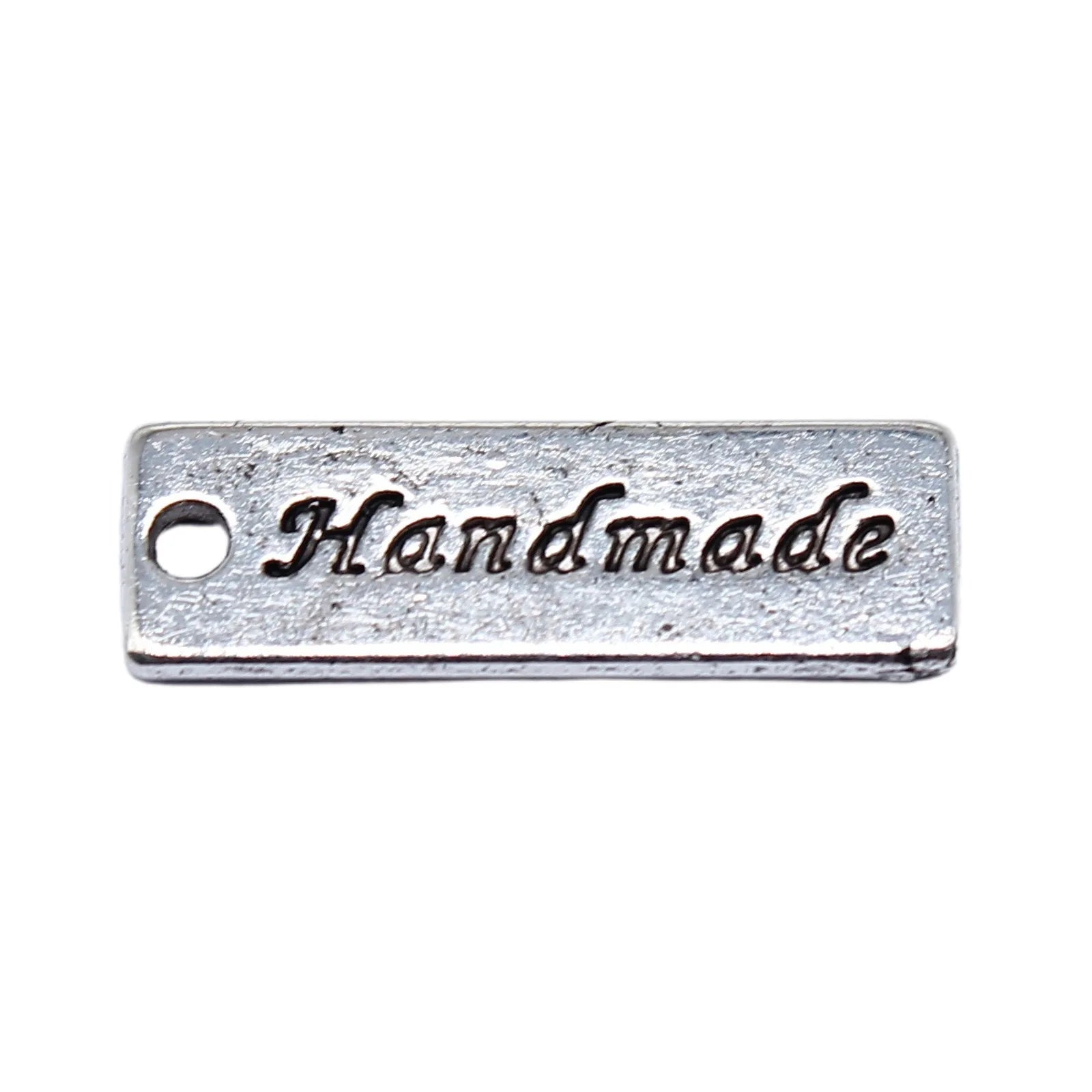 17x6mm 0.62g Antique Silver Zinc Alloy Handmade Letter Tag Charm Pendant for Bracelet Necklace Making