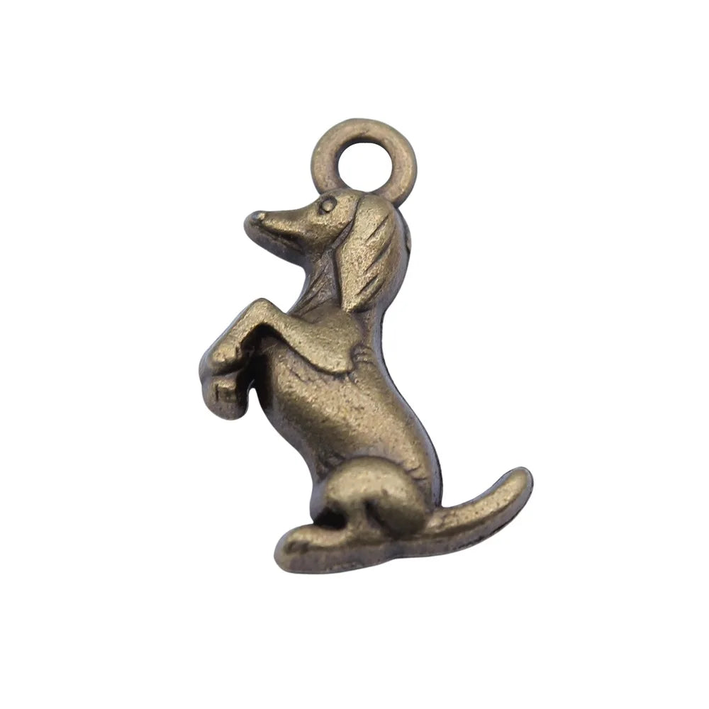 12x20mm 1.3g Multicolor Zinc Alloy Dachshund Dog Charm Pendant for DIY Cute Animal Jewelry Making