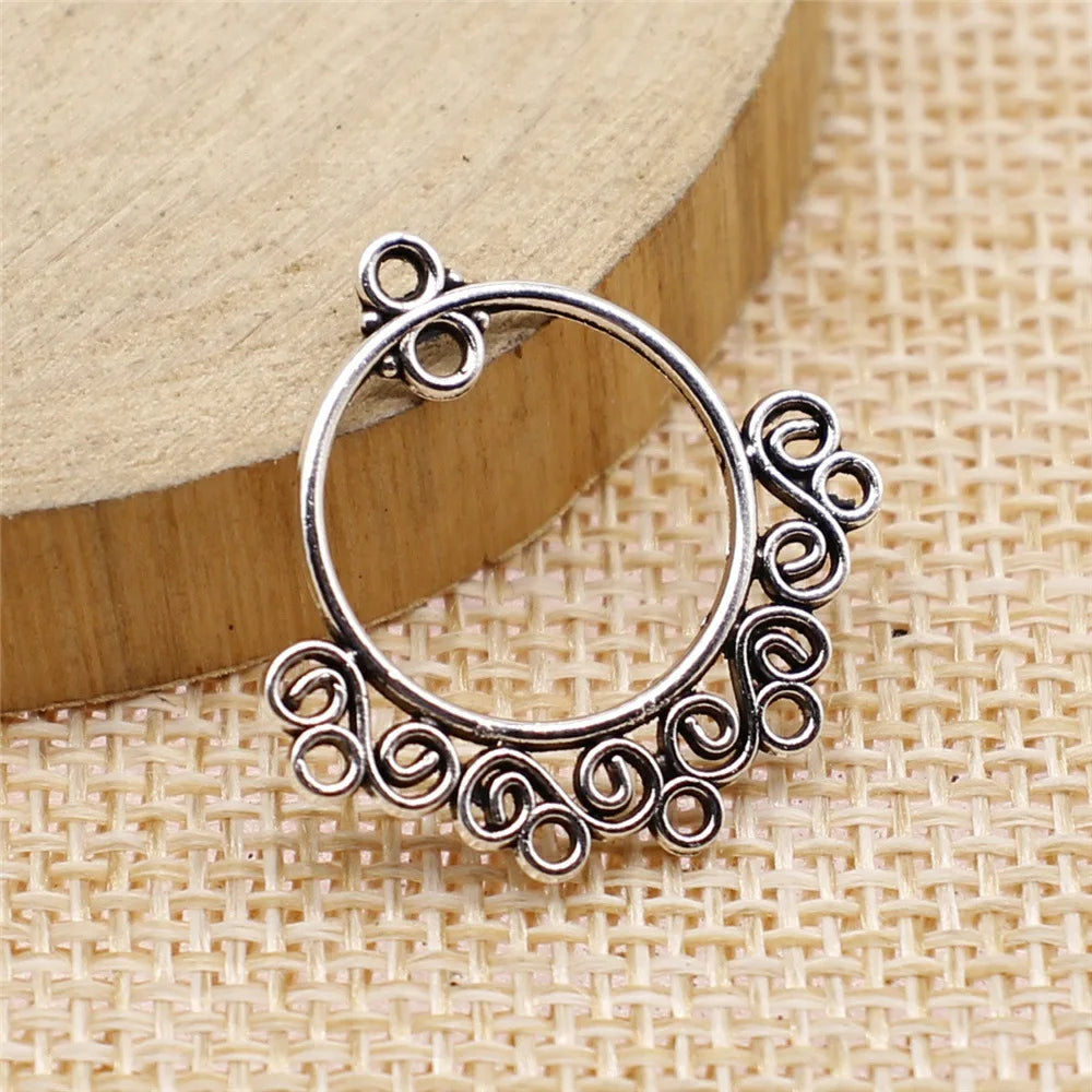 24x24mm 0.9g Multicolor Zinc Alloy Geometric Round Connector Charms for DIY Earrings and Bracelets