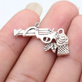 31x20mm 3.3g Antique Silver Zinc Alloy Flower Pistol Charm Pendant for DIY Necklace Jewelry Making