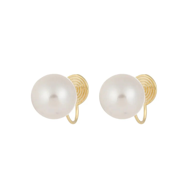 Elegant Spiral Disc Pearl Drop Alloy Stud & Clip On No Piercing Light Luxury Statement Earrings