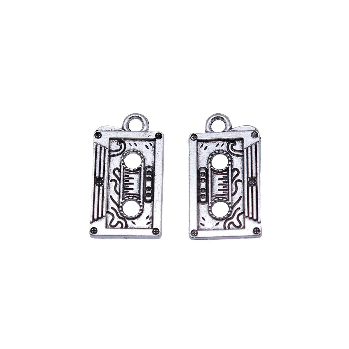 23x12mm 2.2g Antique Silver Zinc Alloy Vintage Cassette Tape Charm Pendant for Retro DIY Jewelry