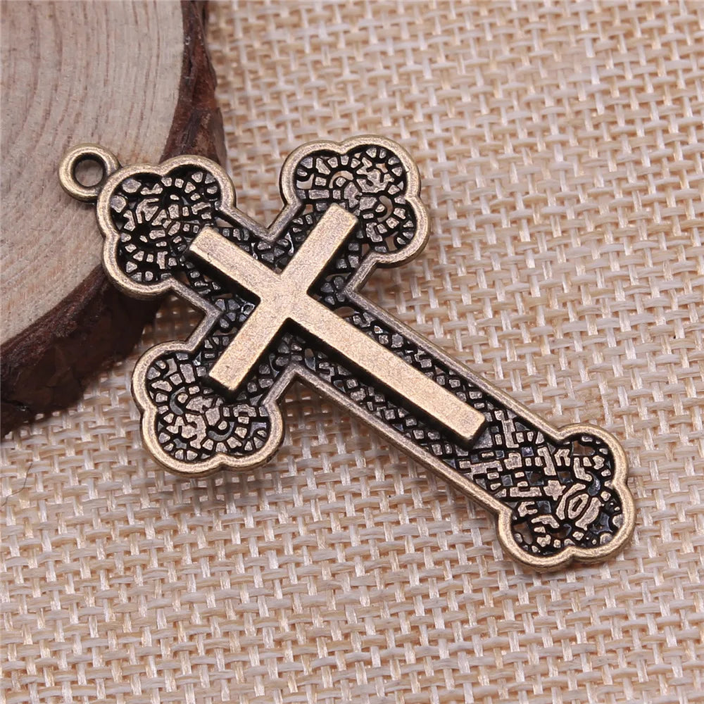 54x33mm 5.6g Multicolor Zinc Alloy Cross Charm Pendant for DIY Necklace Bracelet Jewelry Making