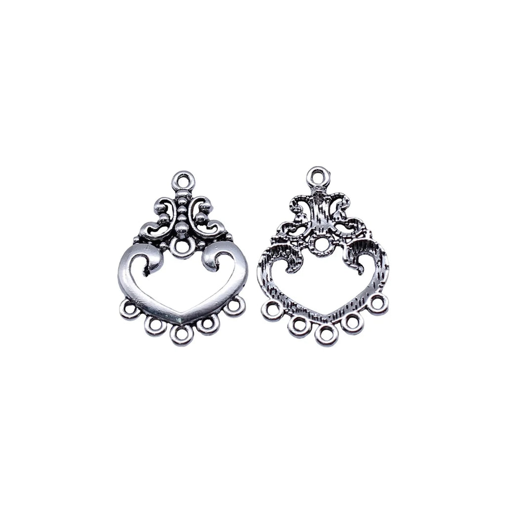26x19mm 1.5g Antique Silver Zinc Alloy Earring Connector Charms for DIY Earrings Making