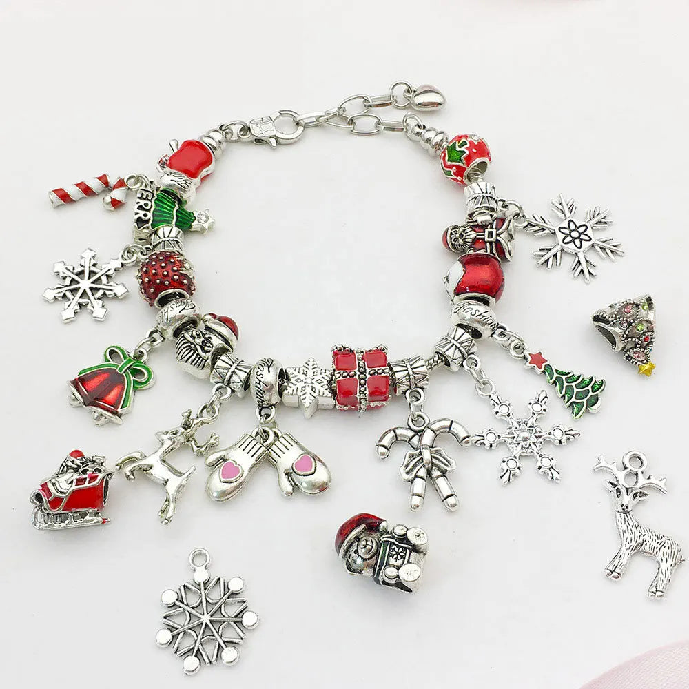 Zinc Alloy Christmas Snowflake Santa Claus Large Hole Beads for Bracelet DIY