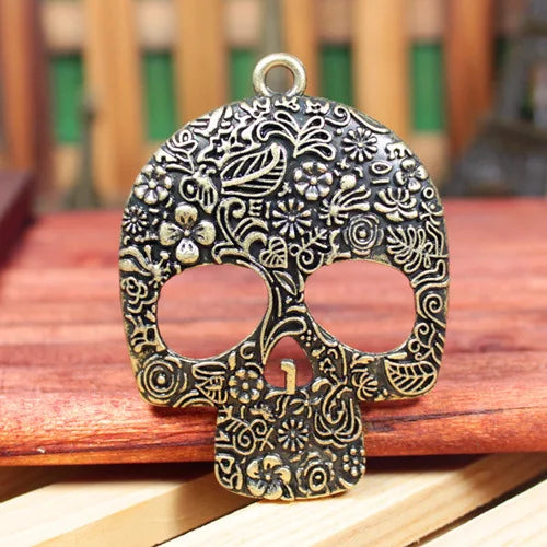 66x49MM Zinc Alloy Rose Skull Charm Pendant for DIY Necklace Bracelet Jewelry Making