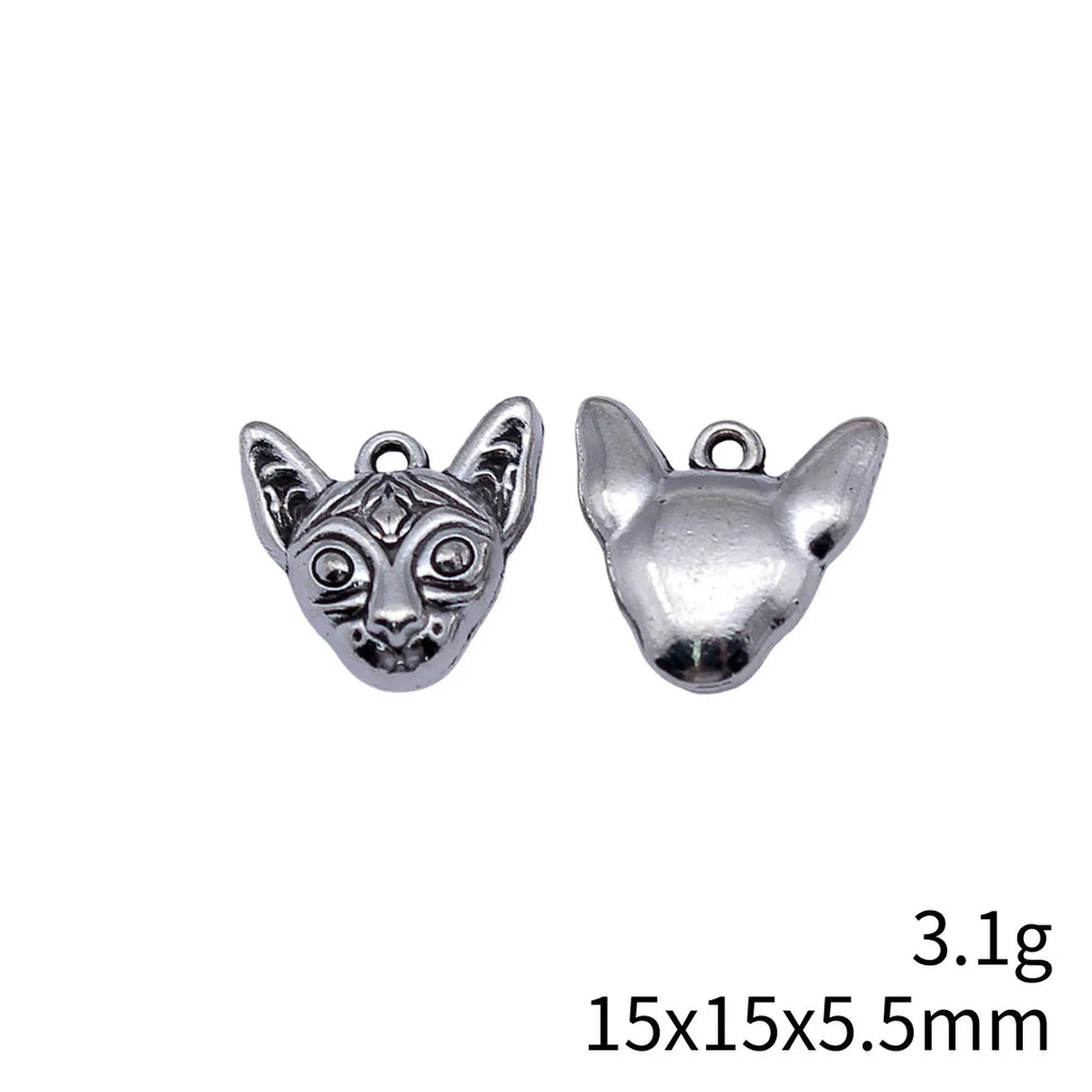 15x15x5.5mm 3.1g Antique Silver Zinc Alloy Sphynx Cat Charm Pendant for DIY Necklace Bracelet Jewelry