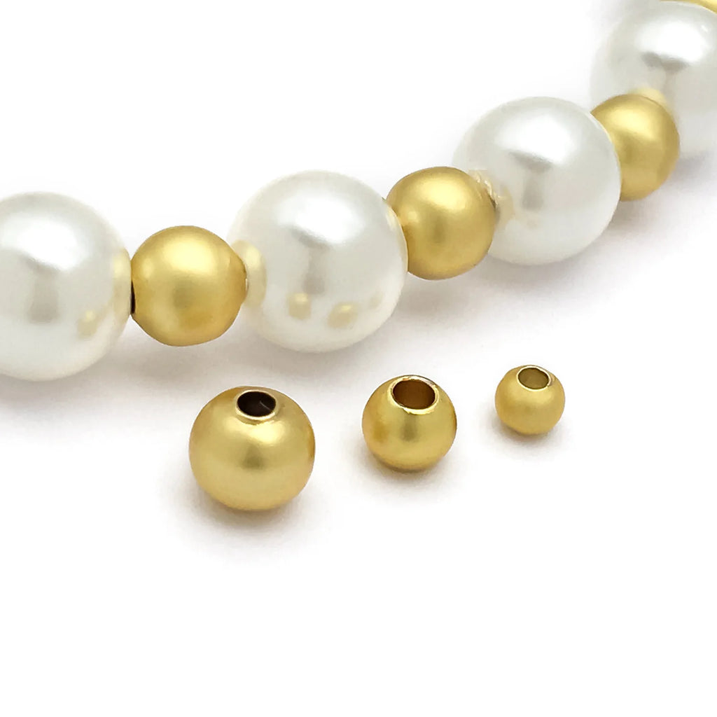 Matte Gold Copper Alloy Round Spacer Beads for Necklace and Bracelet Jewelry Making