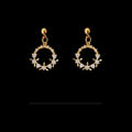 French Vintage Copper Micro Pave Zircon Floral Wreath Drop Earrings Romantic Court Style