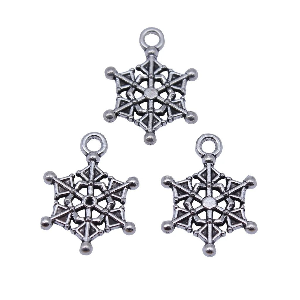 19x14mm 0.93g Antique Silver Zinc Alloy Snowflake Charm Pendant for DIY Necklace Bracelet Jewelry Making