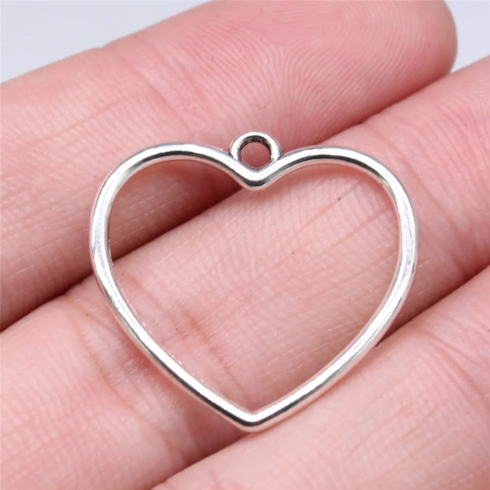 25x25mm 1.05g Multicolor Zinc Alloy Hollow Heart Charm Pendant for DIY Bracelet Necklace Making